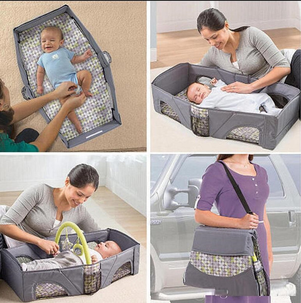 Portable Baby Travel Bed Crib Outdoor Folding Bed Travel Baby Diaper Bag Infant Safety Bag Cradles Bed Baby Crib Safety Mommy Bag z095-1