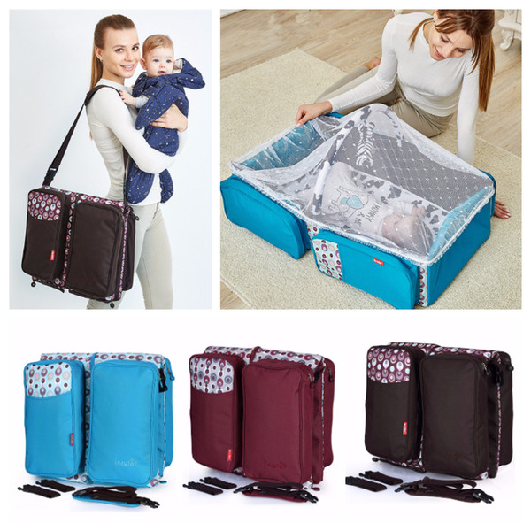 Portable Baby Bed Outdoor Travel Picnic Folding Baby Diaper Bag Infant Safety Bag Cradles Bed Baby Crib Safety Mommy Bag With Bed Net