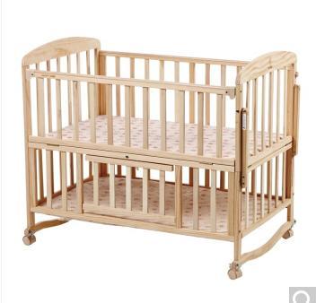 Baby Bed Multifunctional Solid Wood Lacquerless Baby Bed can be lengthened and spliced to make desk game shaker LMY118-J392 (mosquito nets)