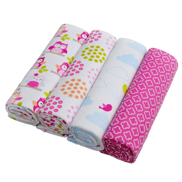 Hot!4pcs/lot 100% Cotton Flannel Baby Boys Girls Blanket Swaddling Newborn Colorful Cobertor Soft Baby Bedsheet Bedding Set