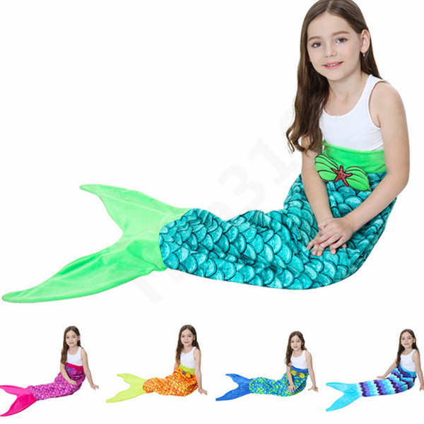 135*56cm Mermaid Tail Mermaid Tail Adult Sofa Knit Blanket Quilt Rug Cocoon Sleeping Sack Tail Blankets 13 color 150pcs T1I999