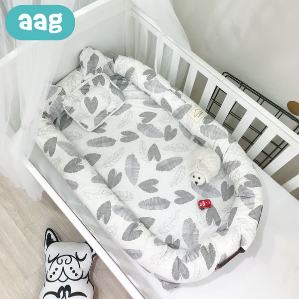 AAG Portable Baby Nest Bed Cribs Pure Cotton Nursery Travel Folding Baby Bed Infant Toddler Cradle Multifunction Storage Bag