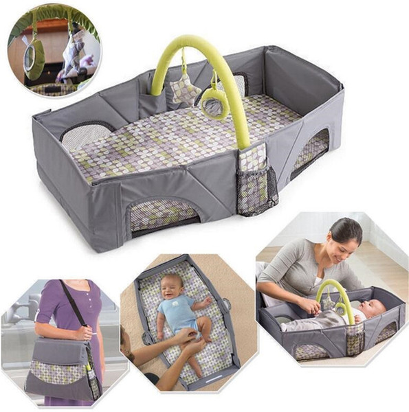 Portable Baby Travel Bed Crib Outdoor Folding Bed Travel Baby Diaper Bag Infant Safety Bag Cradles Bed Baby Crib Safety Mommy Bag z095