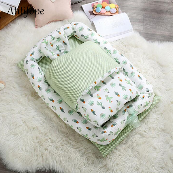 90x55x15cm Baby Cotton Foldable Bed Removable Crib Portable Bionic Folding Bed Movable Cleaning Baby