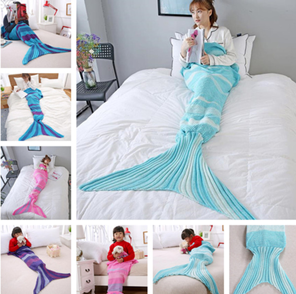 Spring new fashion beautiful geometric section dyed mermaid blanket multicolor comfortable soft blankets warm blanket T7I5007