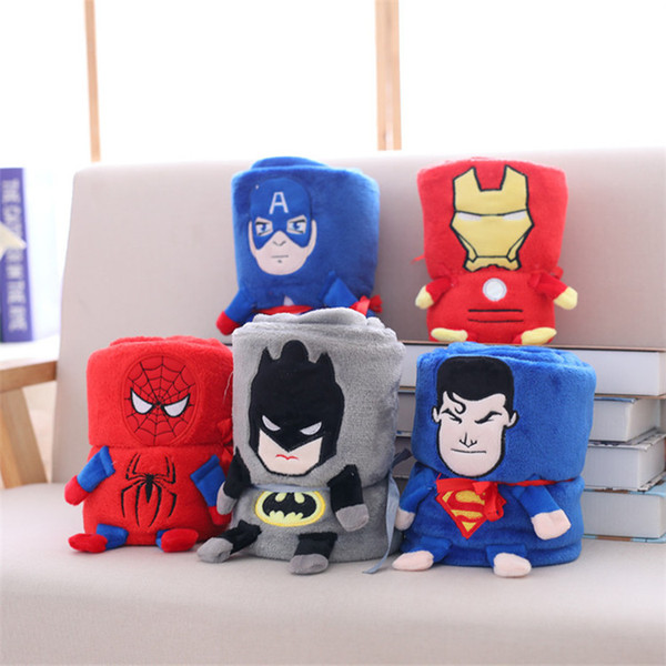 Rollable The Avenagers Plush Fannel Blanket Iron Man Spiderman Household blanket Plush Toy Traveling Blanket 30pcs T1I928