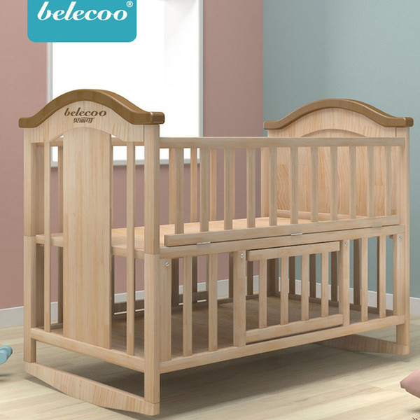 Belleco crib baby BB bed cradle bed multi-function children's newborn stitching solid wood without paint