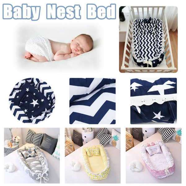 Portable Baby Nest Bed Crib Removable And Washable Crib Travel Bed For Children Infant Kids Cotton Cradle With Pillow 4 Color