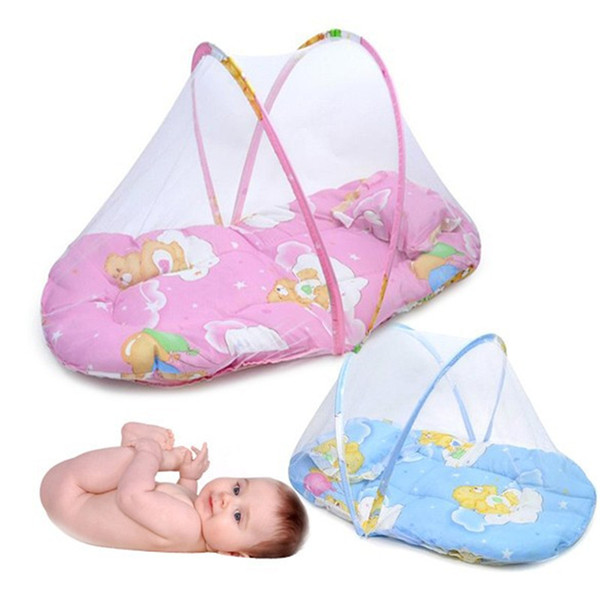 Promotion portable baby bed foldable baby crib with mosquito net spring summer bed with mattress pillow YEC003