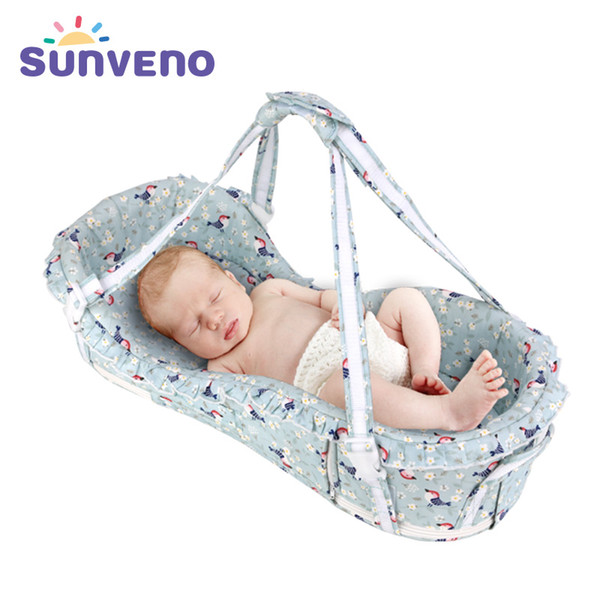 SUNVENO Portable Baby Crib Baby Basket Bed Sleeping Cribs Travel Cradle Newborn Infant Bedding Sleep Travel Bed