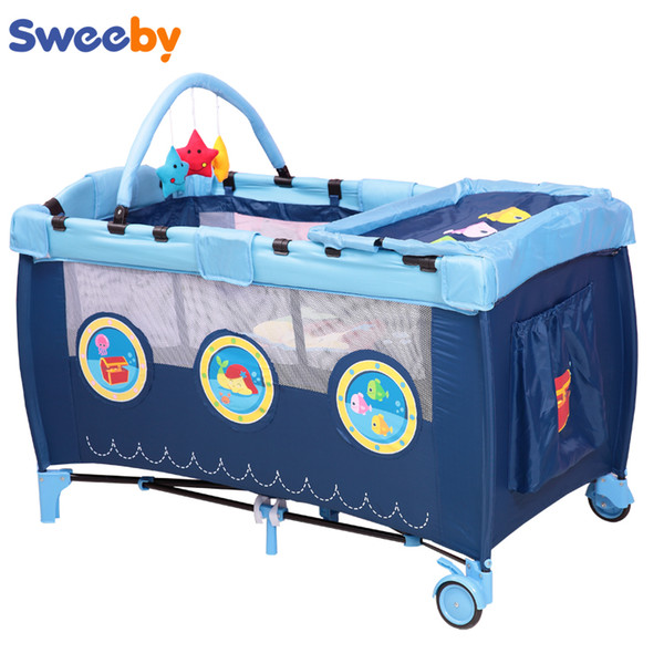 2018 Eco-friendly multifunctional folding baby crib infant baby bed portable playpen sleep game bed