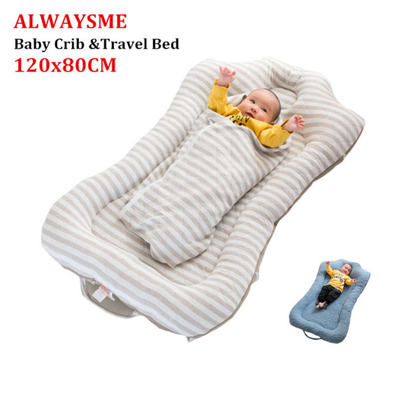 ALWAYSME 120CM Full Set Baby Bedding Accessories Quilt & Pillow & Mattresses Sheets Bumpers For Home Travel Baby Travel Bed