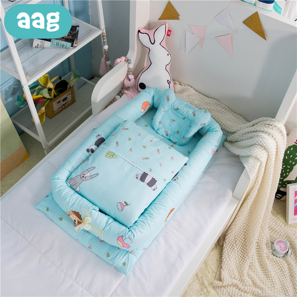 AAG Portable Baby Cribs Nursery Travel Folding Baby Bed Cotton Removable Washable Toddler Cradle Crib Multifunction Storage Bag