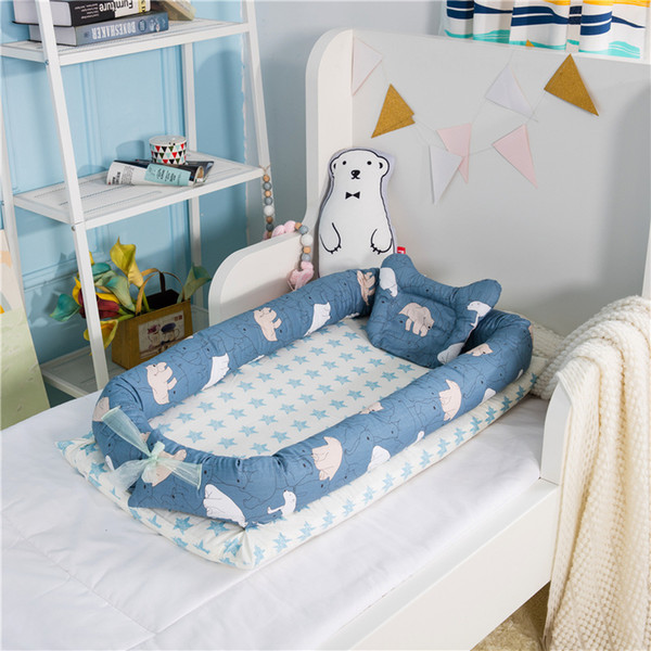 90X50cm Portable Baby Crib Infant Toddler Cradle Cot Newborn Nursery Travel Folding Baby Nest Bed For Care