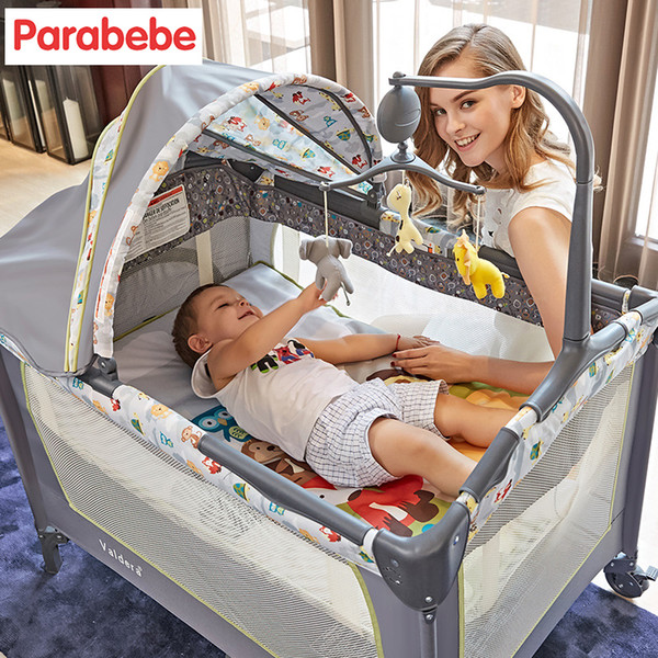 Luxury Baby Bed with music toys Baby Playpen crib Multifunction Portable Folding Crib Folding Carrycot suit for 0-6Y