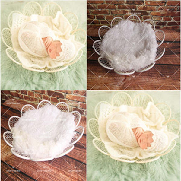 New Arrival Newborn No Blanket Children Photography White Flowers Wrought Iron Round Net Photography Props Basket Props Toy Gift