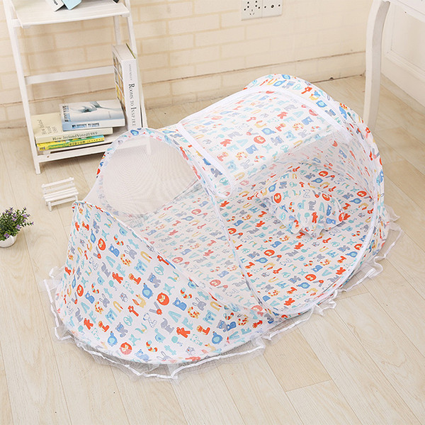 Baby Cribs Fabric With Netting Letter Portable Playpen Foldable Baby Bed For Single Infant Bedding Anti-mosquito