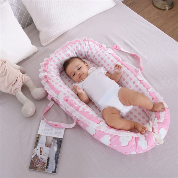 85X50cm Portable Baby Crib Infant Toddler Cradle Cot Newborn Nursery Travel Folding Baby Nest Girls Bed with Bumper