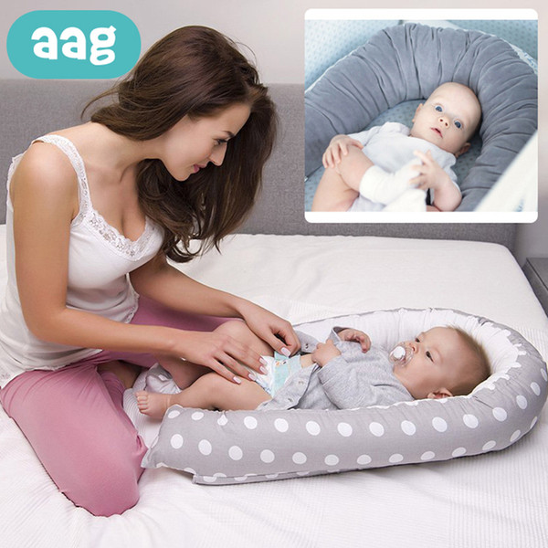 AAG New Pure Cotton Baby Cribs Nursery Travel Folding Baby Bed Portable Foldable Infant Nest Cradle Newborn Bassinet Bumper