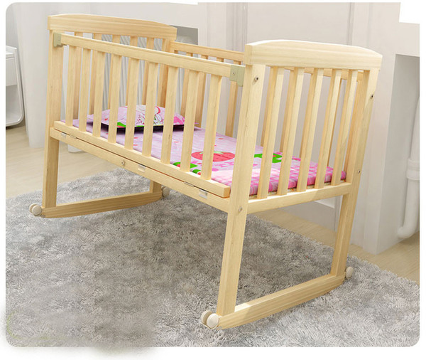 Baby Crib Saplings Glider Lockable Cradle Baby Child Nursery Furniture Solid Wood Sleeping Independent Portable Cradle Cot