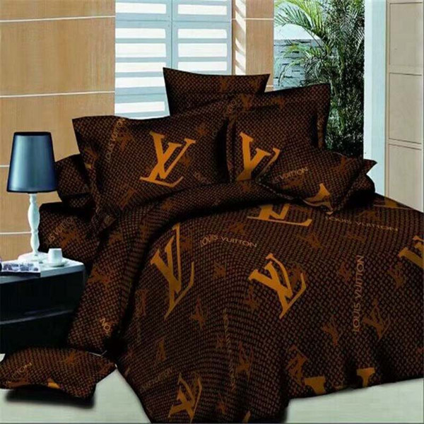 New sleek minimalist bedding set of four aloe vera cotton chemical fiber comfortable letter printing bedding four sets