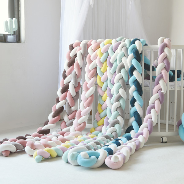 LOOZYKIT Baby Bumper Bed Braid Knot Pillow Cushion Bumper For Infant Baby Crib Protector Cot Room Decoration Bedding