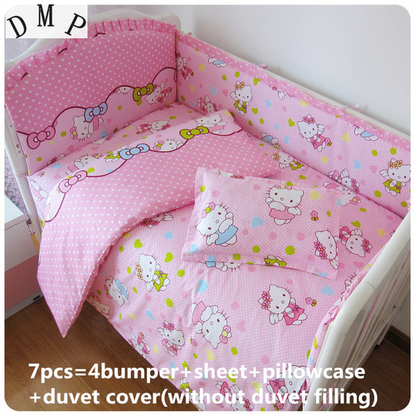 Discount! 6/7pcs Cartoon bedding set baby crib bedding set baby cot beds bed linen 100% cotton ,120*60/120*70cm