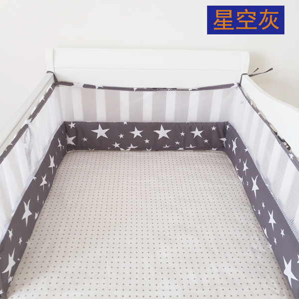 1pc Crib Bumpers Cotton Baby Bed Breathable Mesh Bumper Liner Baby Cot Sets Bed Around Protector,star crown car pink black white