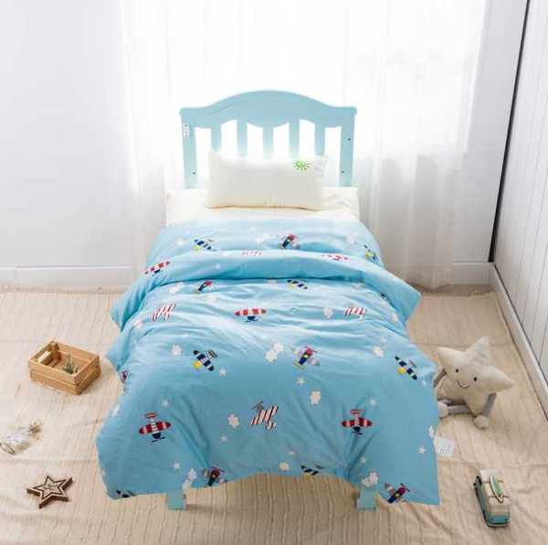 3Pcs Cotton Crib Bed Linen Kit Cartoon Baby Princess Bedding Set Includes Pillowcase Bed Sheet Duvet Cover Without Filler