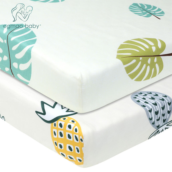 Stretchy Fitted Crib Sheets Portable Crib Mattress Topper For Baby Girls Boys 100% Organic Cotton Standard Fitted Sheet