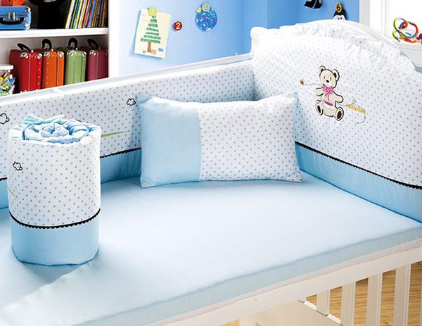 Promotion! 6PCS Baby Bedding Set Cot Crib Bedding Set baby bed cot sets ,include(4bumpers+sheet+pillow)