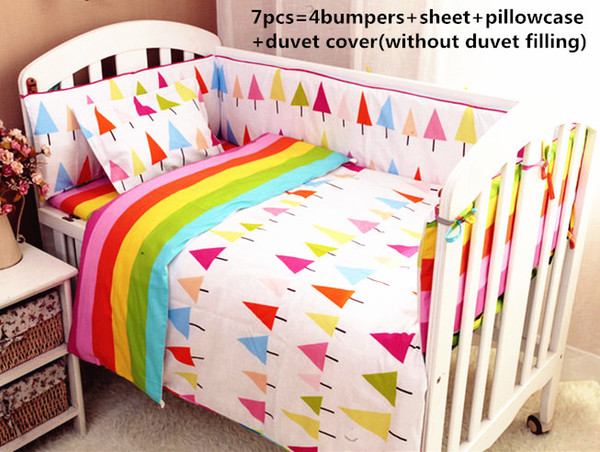 Discount! 6/7pcs Baby Bedding Set Baby Bed Bumper Cot Sheets Kit Crib Bedding Cotton ,120*60/120*70cm