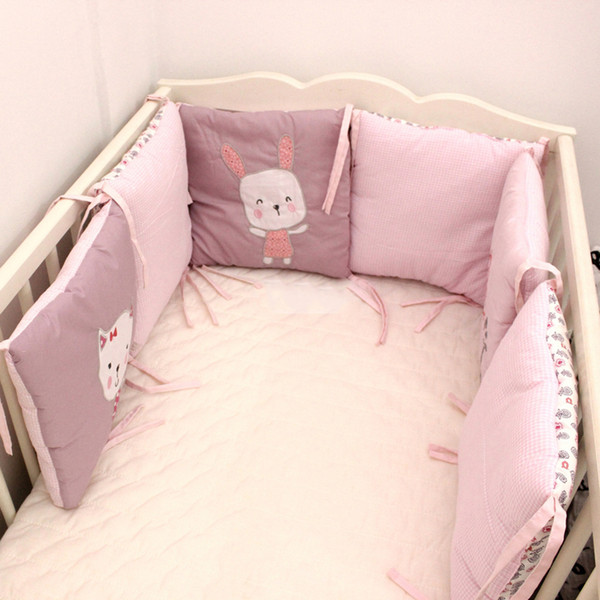 New Embroidered Rabbit Baby Bed Bumper Cotton Newborn Baby Bed Around Protection Bumper Baby Cot Infant Crib Bumper