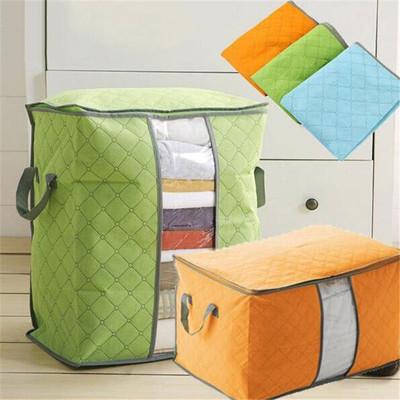 Large Size Women Quilt Storage Bag Portable Foldable Bedding Sets Blankets Pillow Clothes Organizer Box Bamboo Charcoal Storage Bags