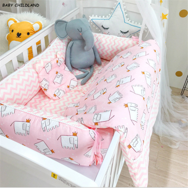 Newborn Baby Bedding Set 3Pcs/Set Baby Cot Bumpers Blankets Newborn Pillow 100% Cotton Cartoon Infant Bed Bumper