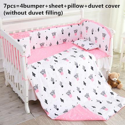 Promotion! 6/7PCS New Arrived 100% cotton baby bedding sets crib bedding set baby cot Duvet , 120*60/120*70cm