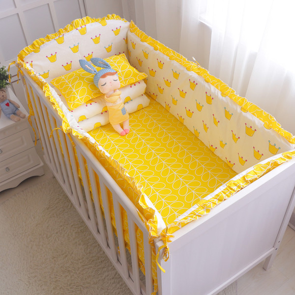 7Pcs Hot ! Baby Bedding Set 100% Cotton Crib Bedding Set Baby Cot Protector Safe Bumpers Bed Sheet Quilt Cover Pillowcase