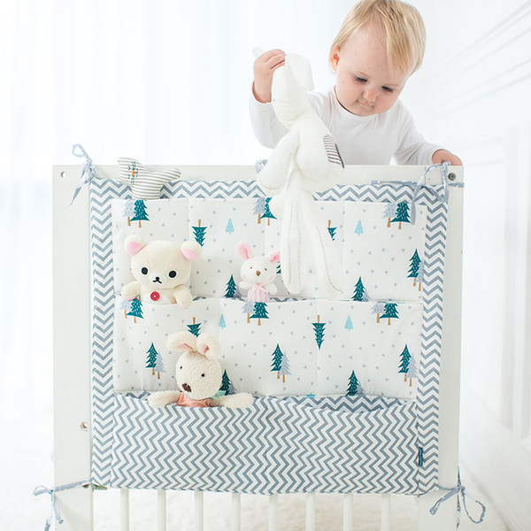 Portable Baby Crib Hanging Storage Bag Infant Baby Cot Bed Cotton Crib Organizer 60*50cm Toy Diaper Pocket for Bedding Set