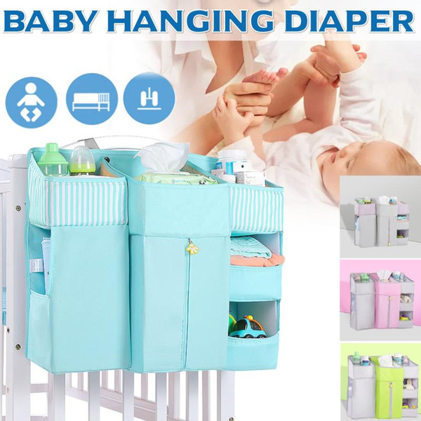 Portable Baby Crib Organizer Bed Hanging Bag for Baby Essentials Diaper Storage Cradle Bag Crib Bedding Set Bedside Diaper Caddy