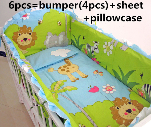 Promotion! 6/7PCS Lion baby cot bedding sets for baby bed set,duvet cover ,120*60/120*70cm