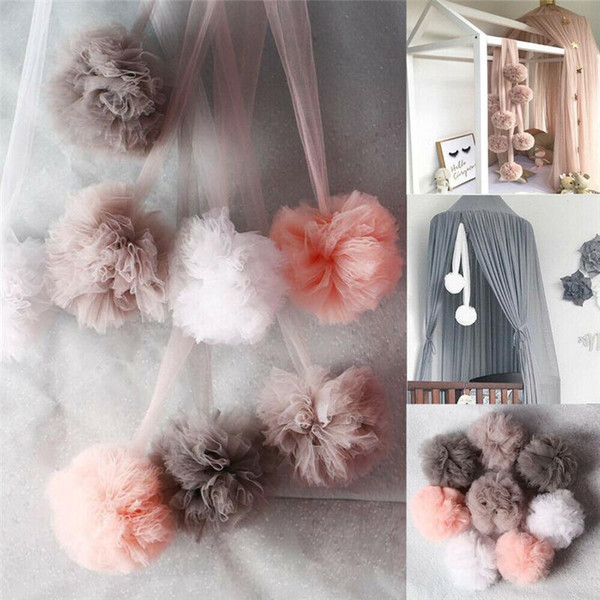 Kids Baby Bed Canopy Chiffon Pom Ball for Mosquito Net Bedding Hanging HomeDecor For Baby Bed Toy Exercise Intelligence