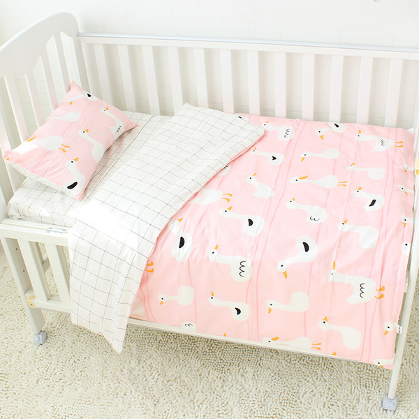 3 Pcs Baby Bedding Set Pure Cotton Crib Bedding Set Baby Bed Linen Includes Pillowcase Bed Sheet Duvet Cover Without Filler