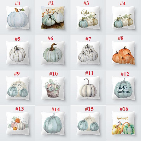 40 Styles Watercolor Pumpkin Pillow Case 45*45cm Halloween Thanksgiving Decorative Pillow Case Cotton Cushion Cover