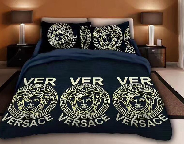 2019 New design minimalist bedding set of four aloe vera cotton chemical fiber comfortable letter printing four pieces bedding set