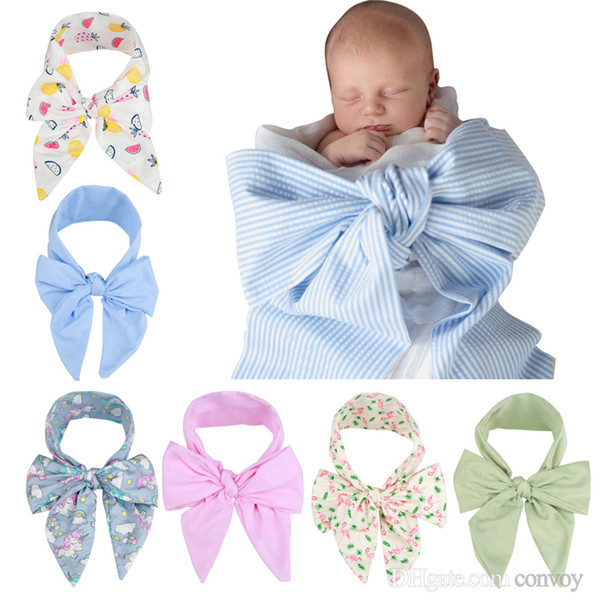 Baby wrap cloth super big bow bowknot swaddle baby photography props newborn infant stripe floral creative bow photo use BHB72