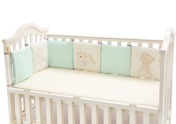 100% cotton crib bumpers for baby Embroidered Bear soft pad children protection each piece 30*30cm free combination toddler bedding set