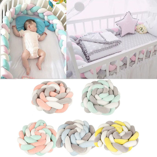 2M Baby Bed Bumper Knot Design Infant Plush Crib Pad Protection Cot Bumper Baby Kids Bedroom Decor Bedding Accessories For Baby