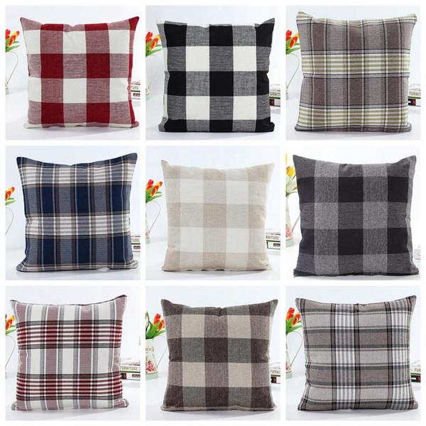 Plaid Pillow case Check Pattern Pillow Cover Xmas Christmas square pillowcases Tartan Design Linen Cotton Bedding Home Textiles GGA1447