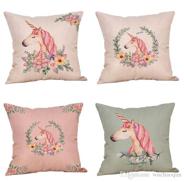 Hot Fashion Vintage Unicorn Pattern Pillow Case Home Party Decoration Cushion Cover Soft Gifts Free Shipping BY0504