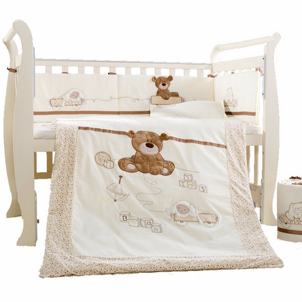 Baby Cot Bedding Set 7Pcs Cotton Crib Bedding set Detachable Quilt Pillow Bumpers Sheet Bed Linen Cot bedding set